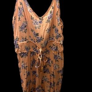 Light Pink with Purple/Blue flowers romper